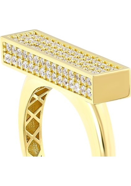 Taşlı Tasarım Altın Yüzük - 14K