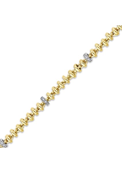 Taşlı Altın Tasarım Bileklik - 14K indirimleri