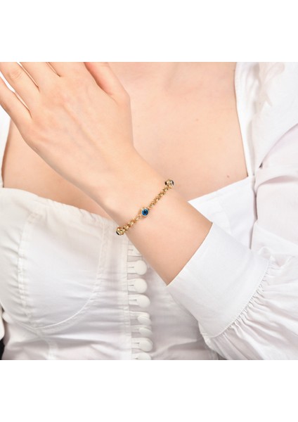 Nazar Boncuklu Altın Bileklik - 14K