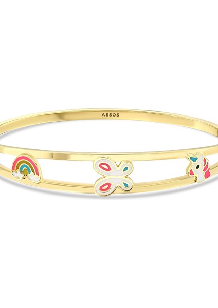 Kelebek Figürlü Altın Çocuk Kelepçe - 14K