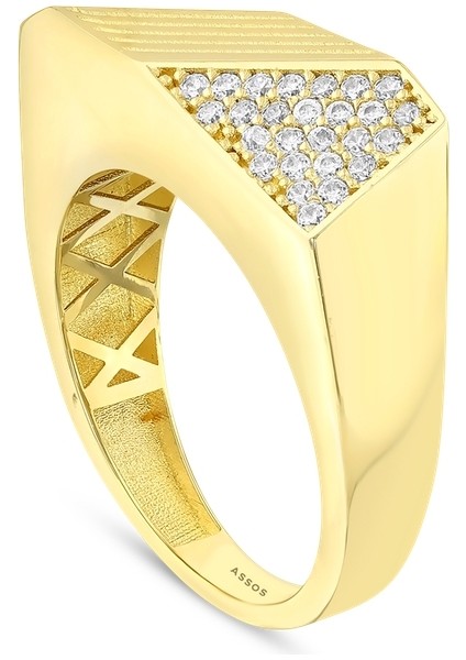 Taşlı Tasarım Altın Yüzük - 14K