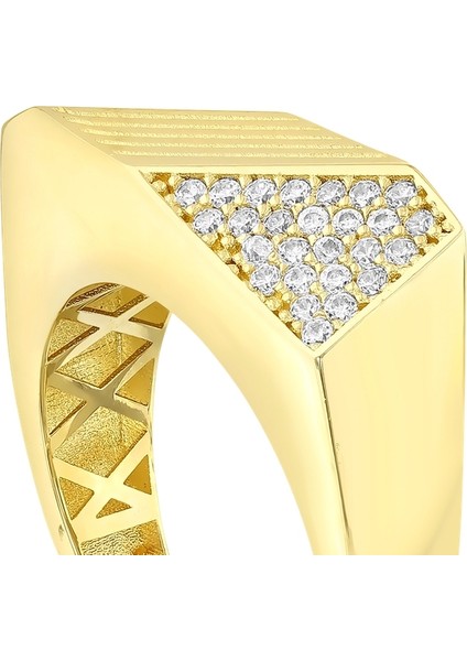 Taşlı Tasarım Altın Yüzük - 14K