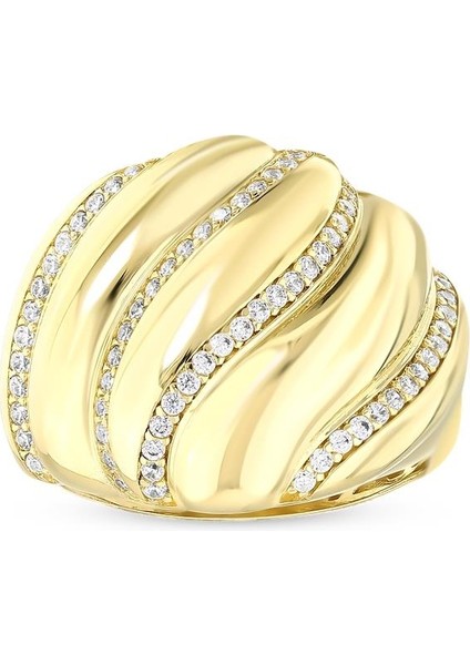 Taşlı Tasarım Altın Yüzük - 14K