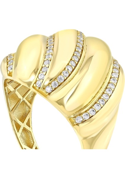 Taşlı Tasarım Altın Yüzük - 14K