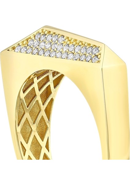 Taşlı Tasarım Altın Yüzük - 14K