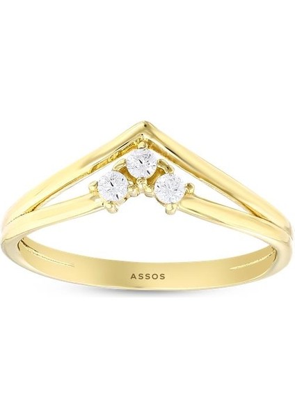 Taşlı Tasarım Altın Yüzük - 14K