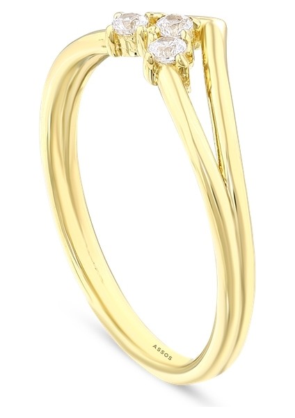 Taşlı Tasarım Altın Yüzük - 14K