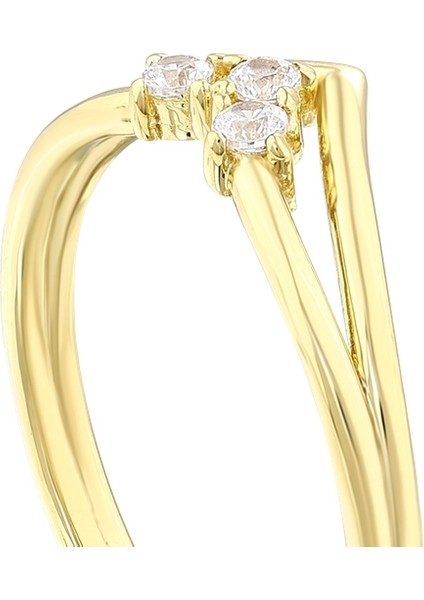 Taşlı Tasarım Altın Yüzük - 14K