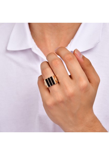 Aslan Figürlü Tasarım Erkek Yüzük - 14K