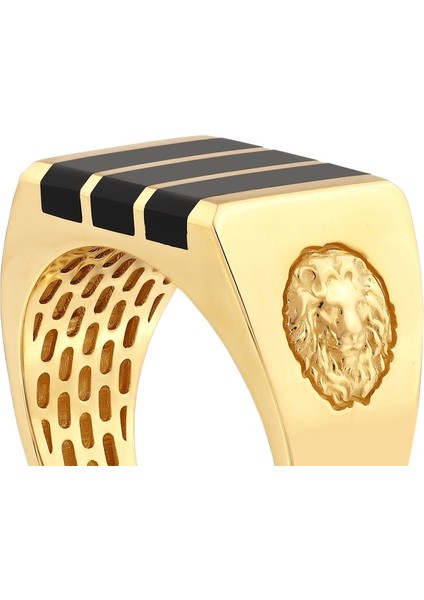 Aslan Figürlü Tasarım Erkek Yüzük - 14K