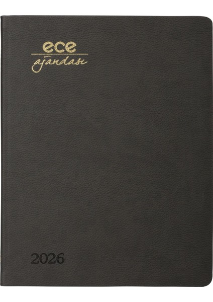 Ajandası Alaçatı 2026 Koyu Gri - Haftalık 110GR. Ithal Kağıt Lastikli 18,5X23,5
