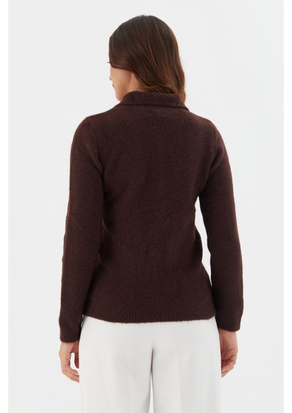 Yumuşak Dokulu Düğmeli Triko Kazak Kahve indirimleri