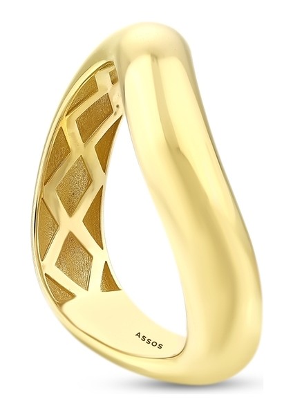 Asimetrik Tasarım Altın Yüzük - 14K