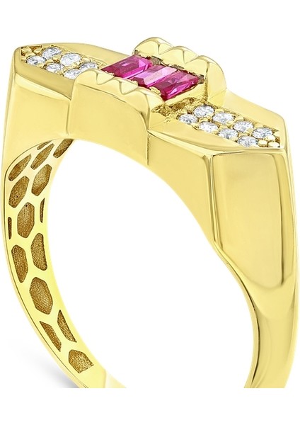 Renkli Taşlı Altın Yüzük - 14K