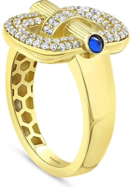 Taşlı Tasarım Altın Yüzük - 14K