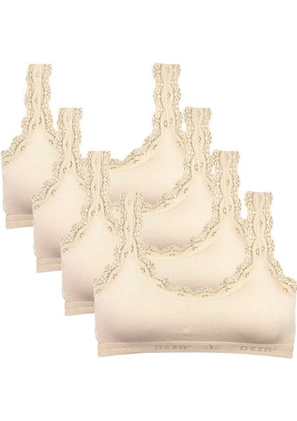 4 Adet Dantel Nakış İşlemeli Pedli Bambu Kadın Büstiyer Krem fiyatları