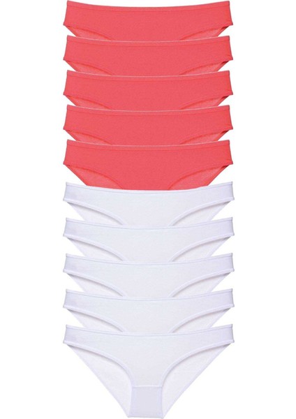 10 adet Eko Set Likralı Kadın Slip Külot Fuşya Beyaz fırsatları