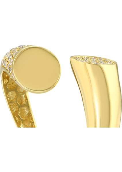 Altın Taşlı Tasarım Yüzük - 14K