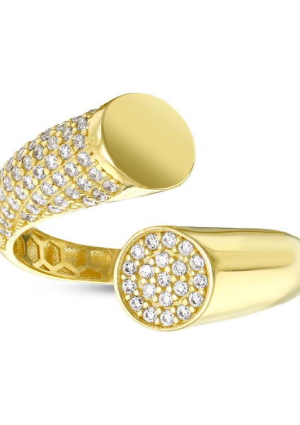 Altın Taşlı Tasarım Yüzük - 14K