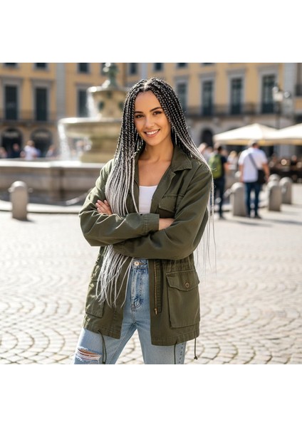 Afrika Örgüsü ve Rasta Için Sentetik Ombreli Saç / Siyah / Beyaz