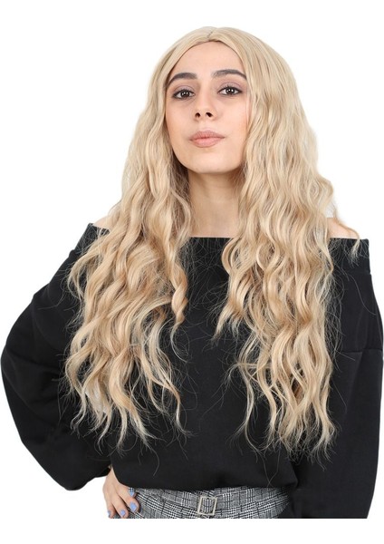 Su Dalgası Uzun Perçemsiz Fiber Sentetik Peruk / Balköpüğü