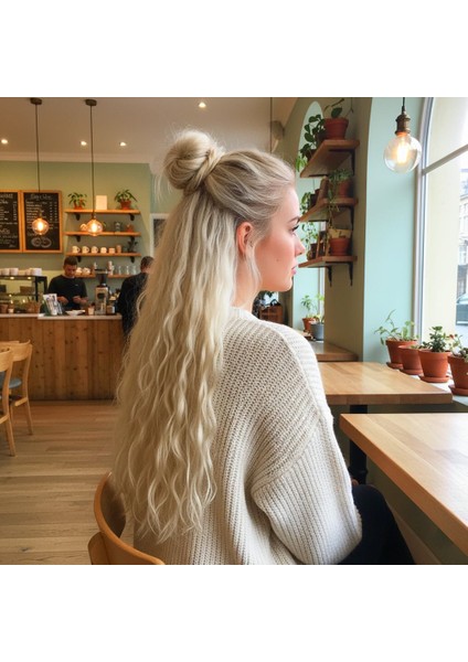 Fiber Sentetik Kabarık Dalgalı 8 Parça Çıt Çıt / Açık Platin