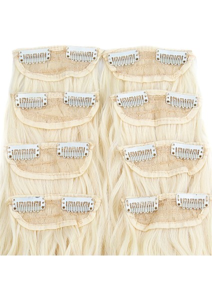 Fiber Sentetik Kabarık Dalgalı 8 Parça Çıt Çıt / Açık Platin modelleri