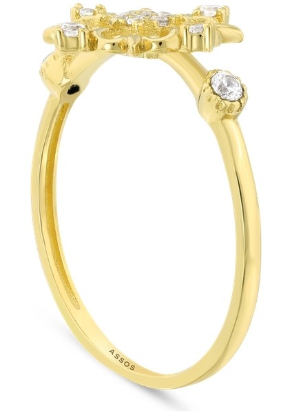 Taşlı Tasarım Altın Yüzük - 14K