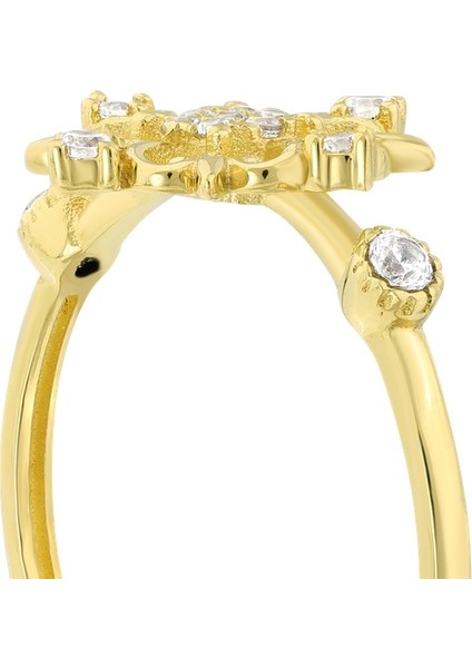 Taşlı Tasarım Altın Yüzük - 14K