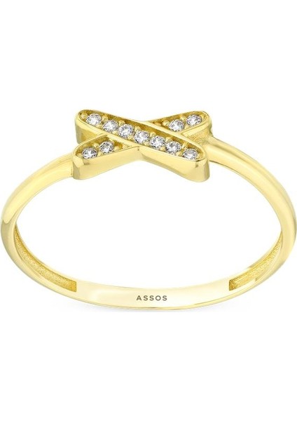 Taşlı Tasarım Altın Yüzük - 14K