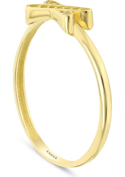 Taşlı Tasarım Altın Yüzük - 14K