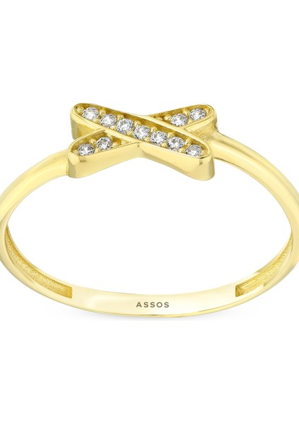 Taşlı Tasarım Altın Yüzük - 14K