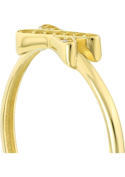 Taşlı Tasarım Altın Yüzük - 14K