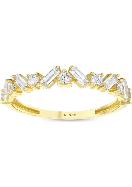 Taşlı Tasarım Altın Yüzük - 14K