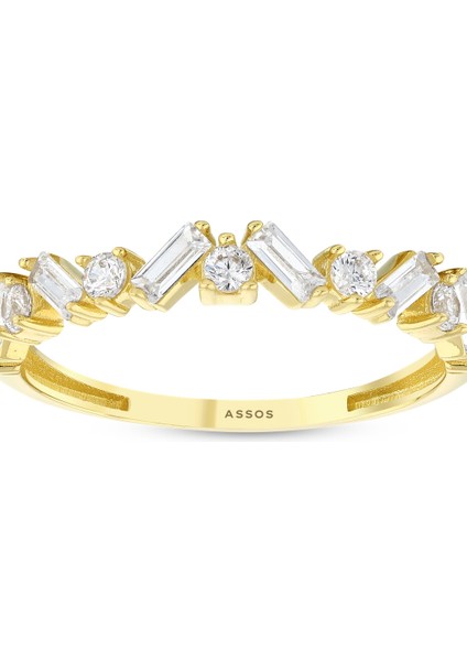 Taşlı Tasarım Altın Yüzük - 14K