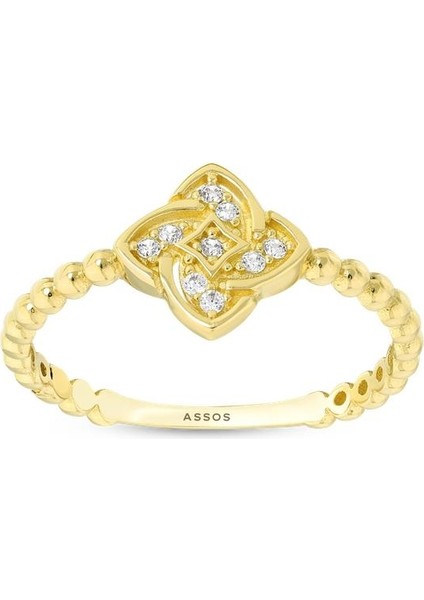 Taşlı Tasarım Altın Yüzük - 14K