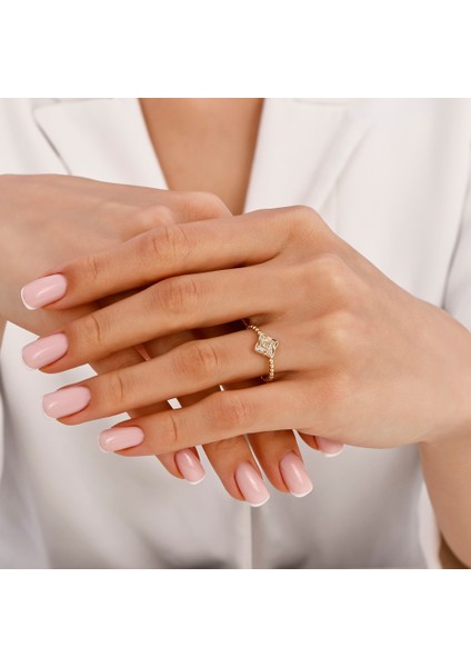 Taşlı Tasarım Altın Yüzük - 14K