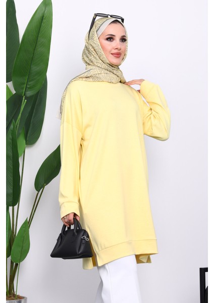 Sarı Bisiklet Yaka Modal Tunik
