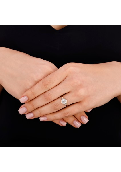 Baget Taşlı Altın Yüzük - 14K