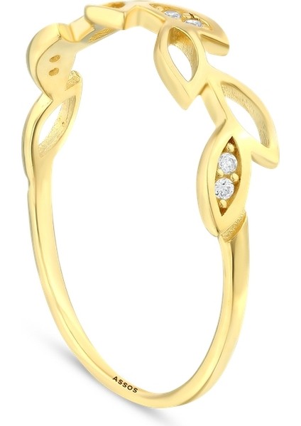 Taşlı Tasarım Altın Yüzük - 14K