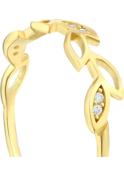 Taşlı Tasarım Altın Yüzük - 14K