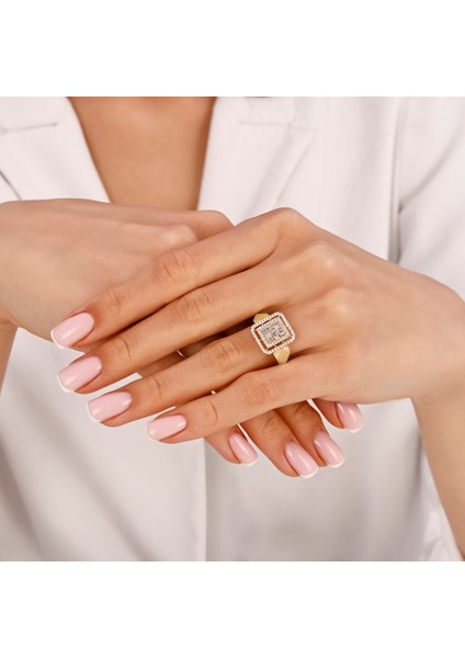 Baget Taşlı Altın Yüzük - 14K