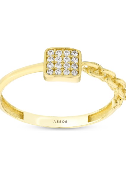 Taşlı Tasarım Altın Yüzük - 14K