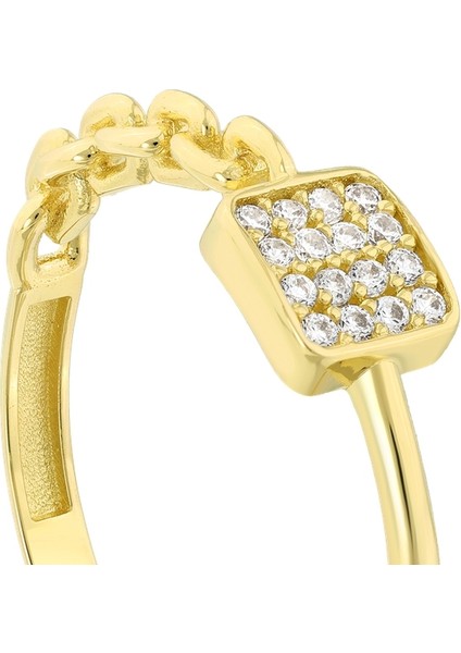 Taşlı Tasarım Altın Yüzük - 14K