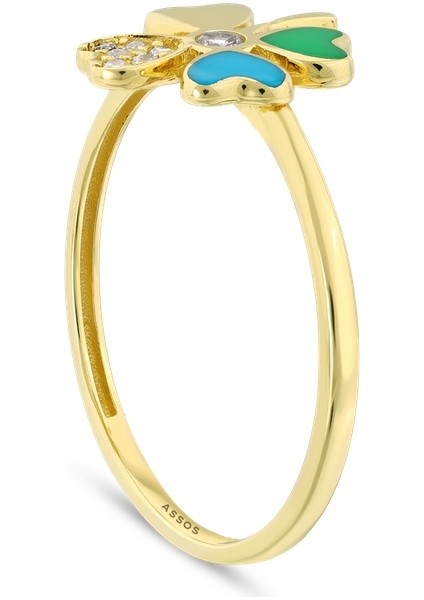 Taşlı Tasarım Altın Yüzük - 14K