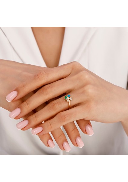 Taşlı Tasarım Altın Yüzük - 14K