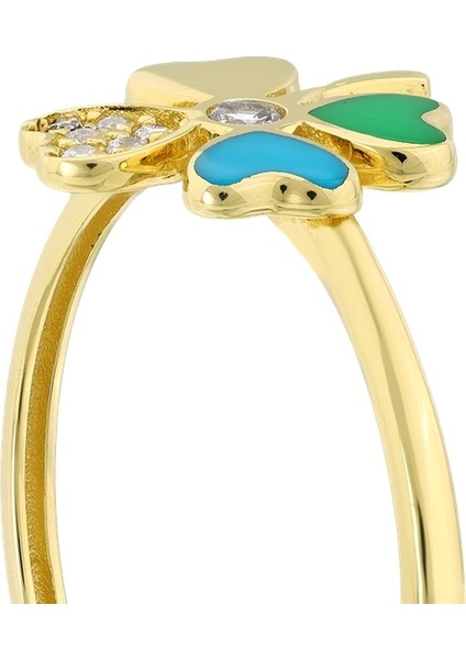 Taşlı Tasarım Altın Yüzük - 14K