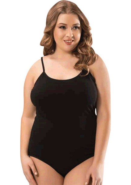 2 Adet Battal Beden İp Askılı Kadın Çıtçıtlı Body Siyah fırsatları