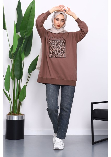 Koyuv Vizon Bisiklet Yaka Baskılı Sweat fiyatları