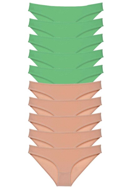 10 adet Süper Eko Set Likralı Kadın Slip Külot Yeşil Ten fırsatları